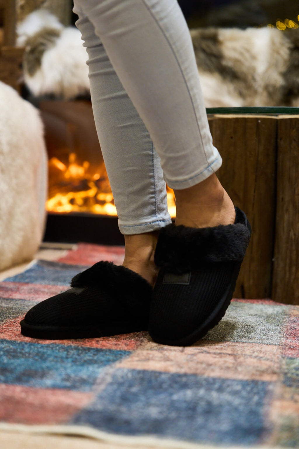 UGG Corduroy Knit Wool Blend Slipper - Black