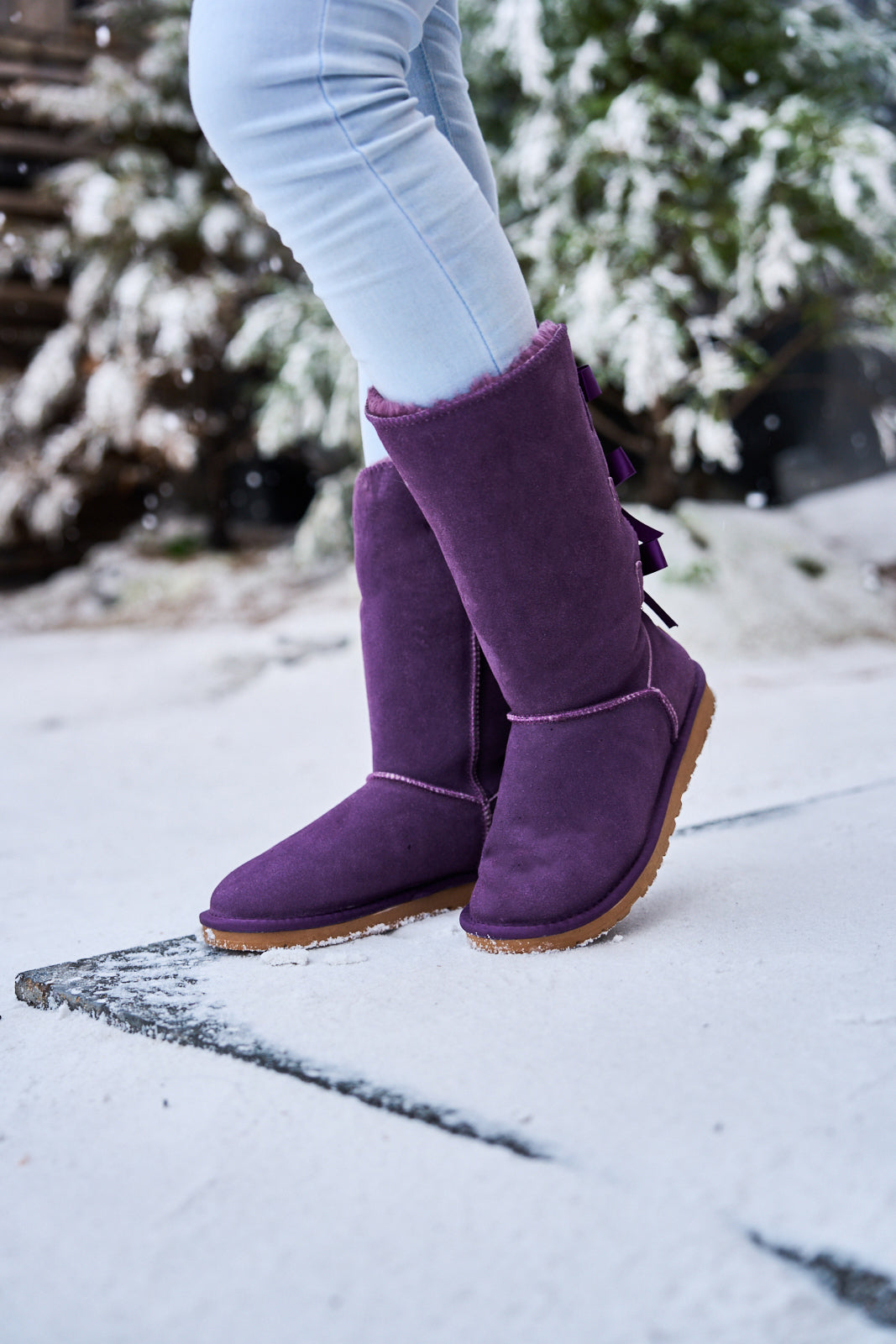 UGG Tri Ribbon Bow Suede Boots - Purple