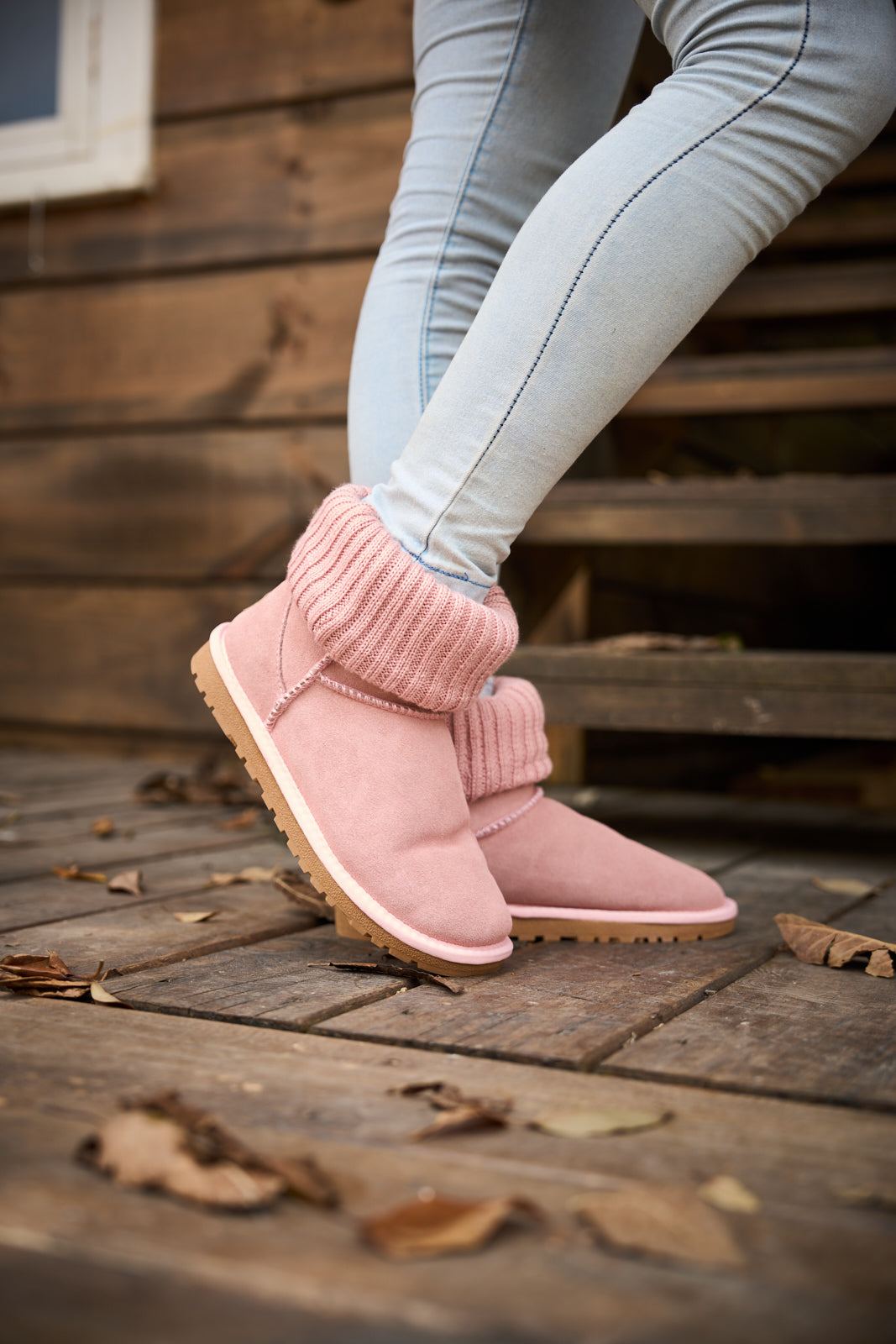 UGG Ankle Knit Stocking Mini Boots - Pink