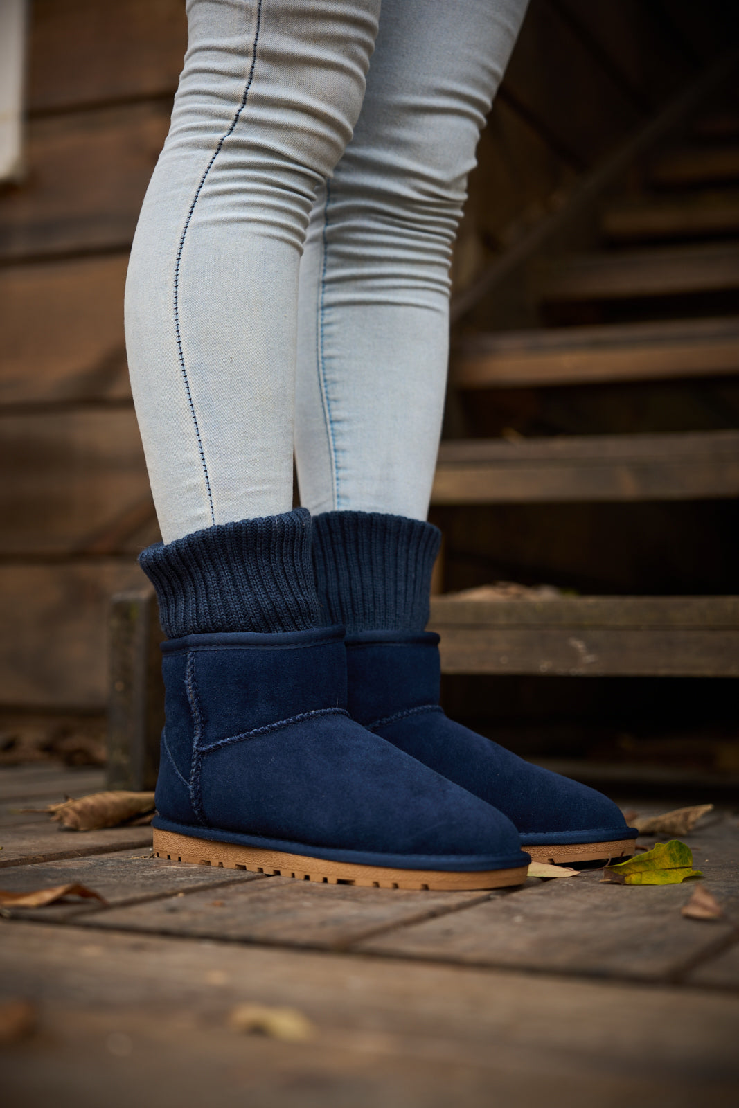UGG Ankle Knit Stocking Mini Boots - Navy
