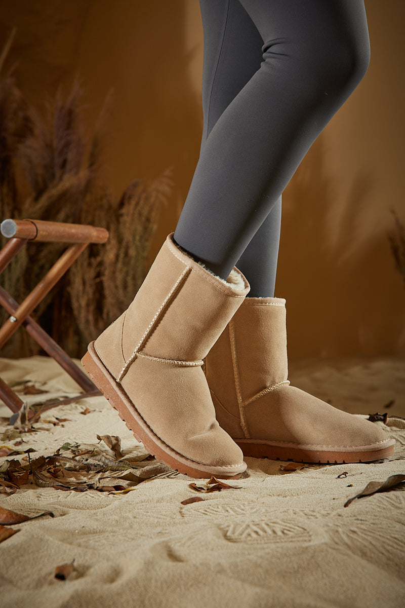 UGG Lovett Wool Blend Suede Shearling Boots - Sand