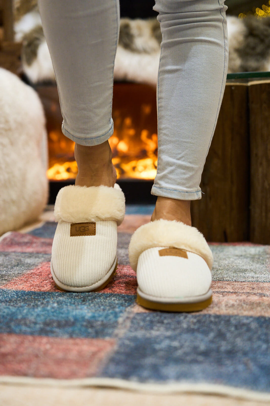 UGG Corduroy Knit Wool Blend Slipper - White