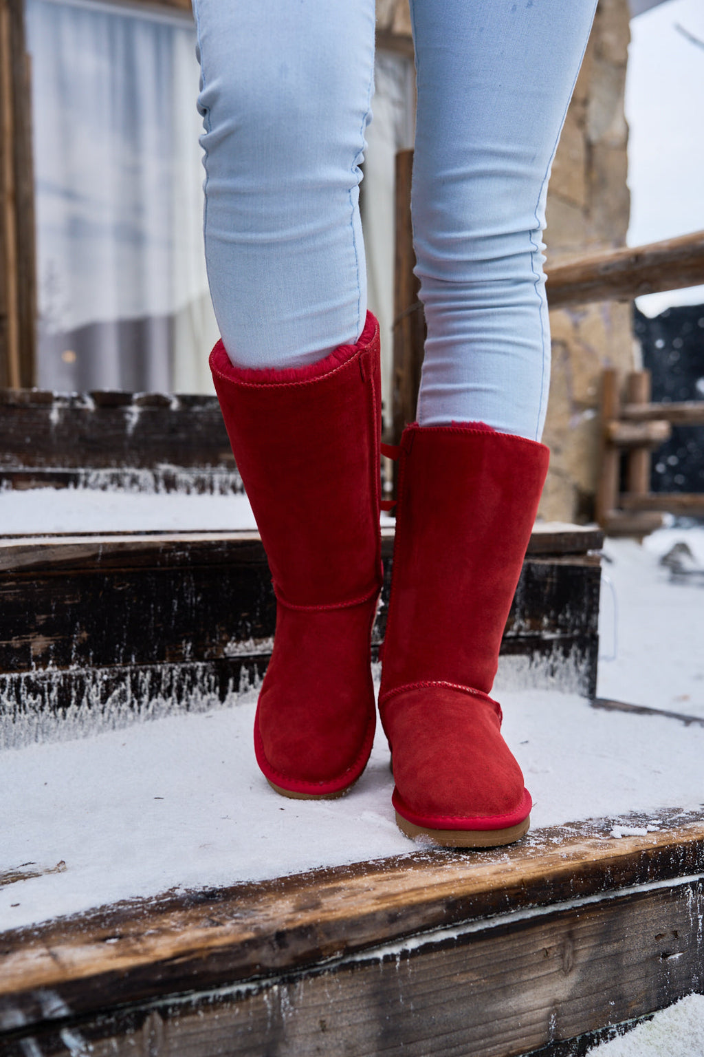 UGG Tri Ribbon Bow Suede Boots - Red