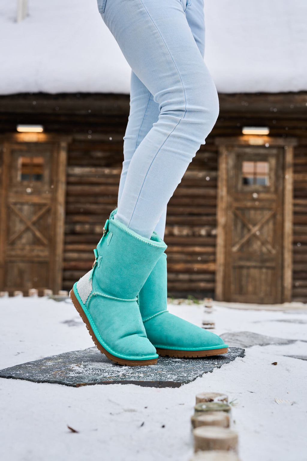 UGG Rhinestone Dual Bailey Bow Glam UGG Boots - Turquoise
