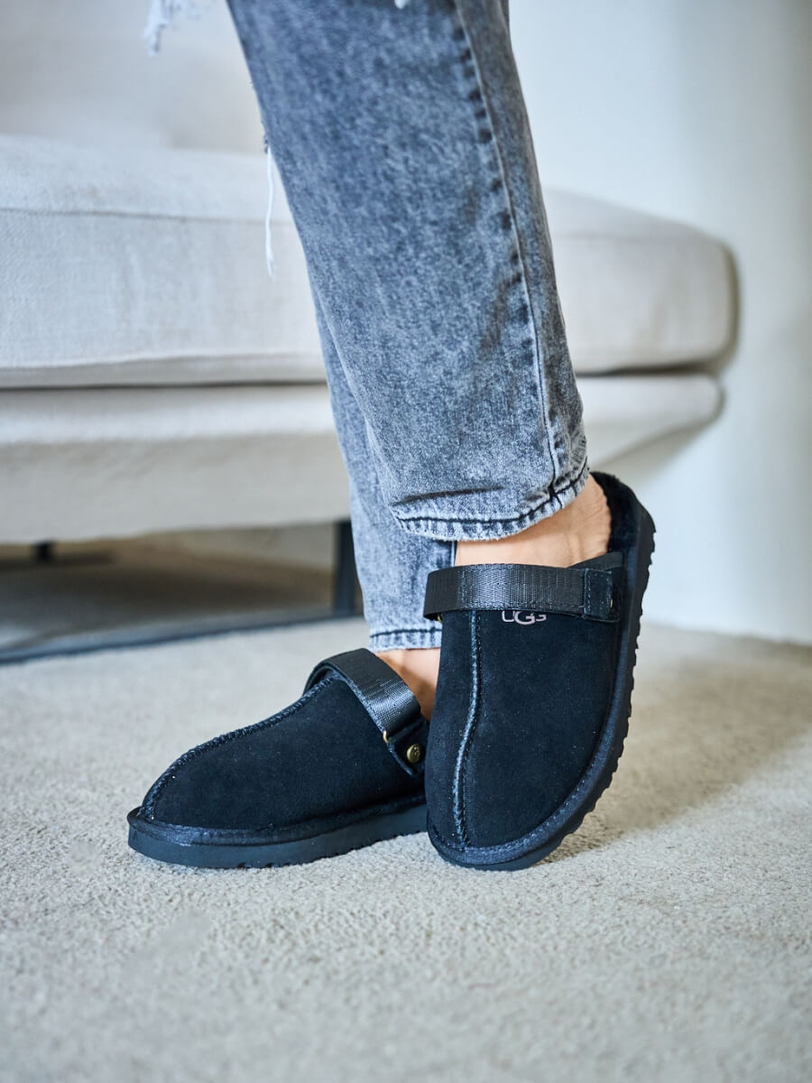 UGG Selena Wool-Lined Slingback Sandals - Black