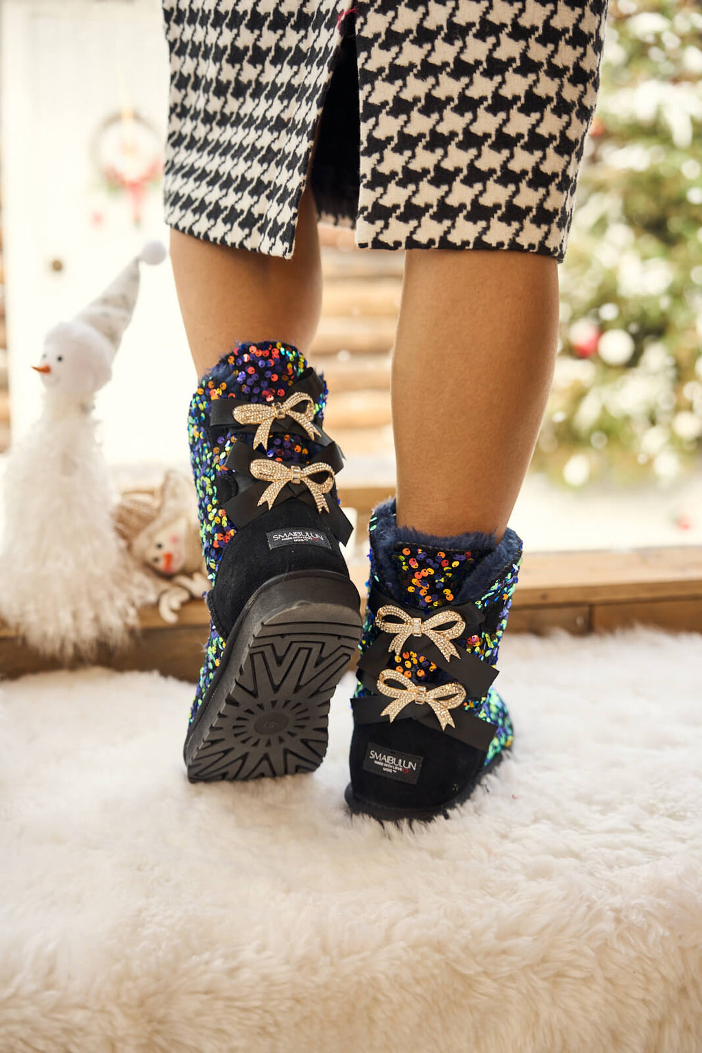 UGG Haute Holidays Sequin Glam Shearling Boots - Multi