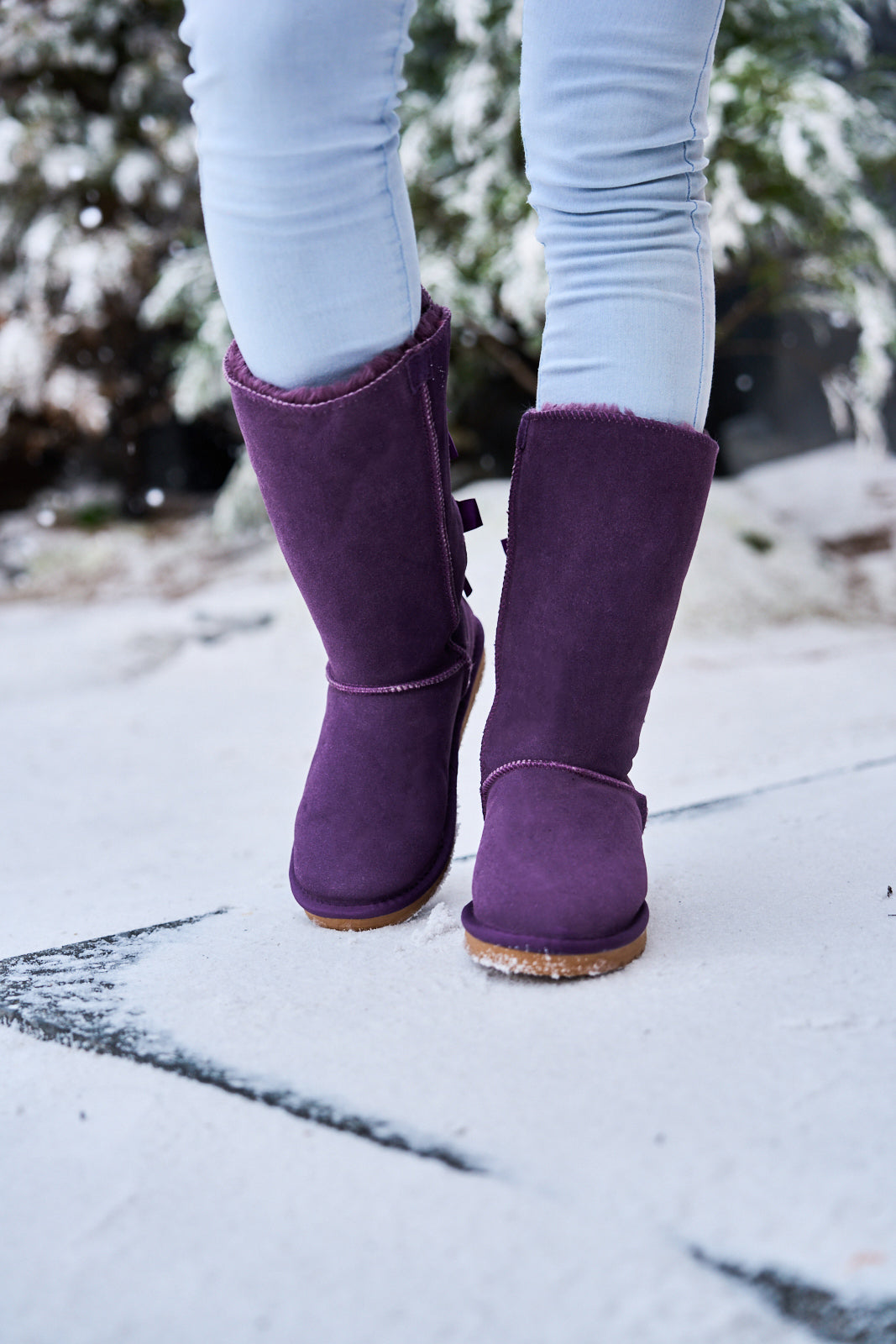 UGG Tri Ribbon Bow Suede Boots - Purple
