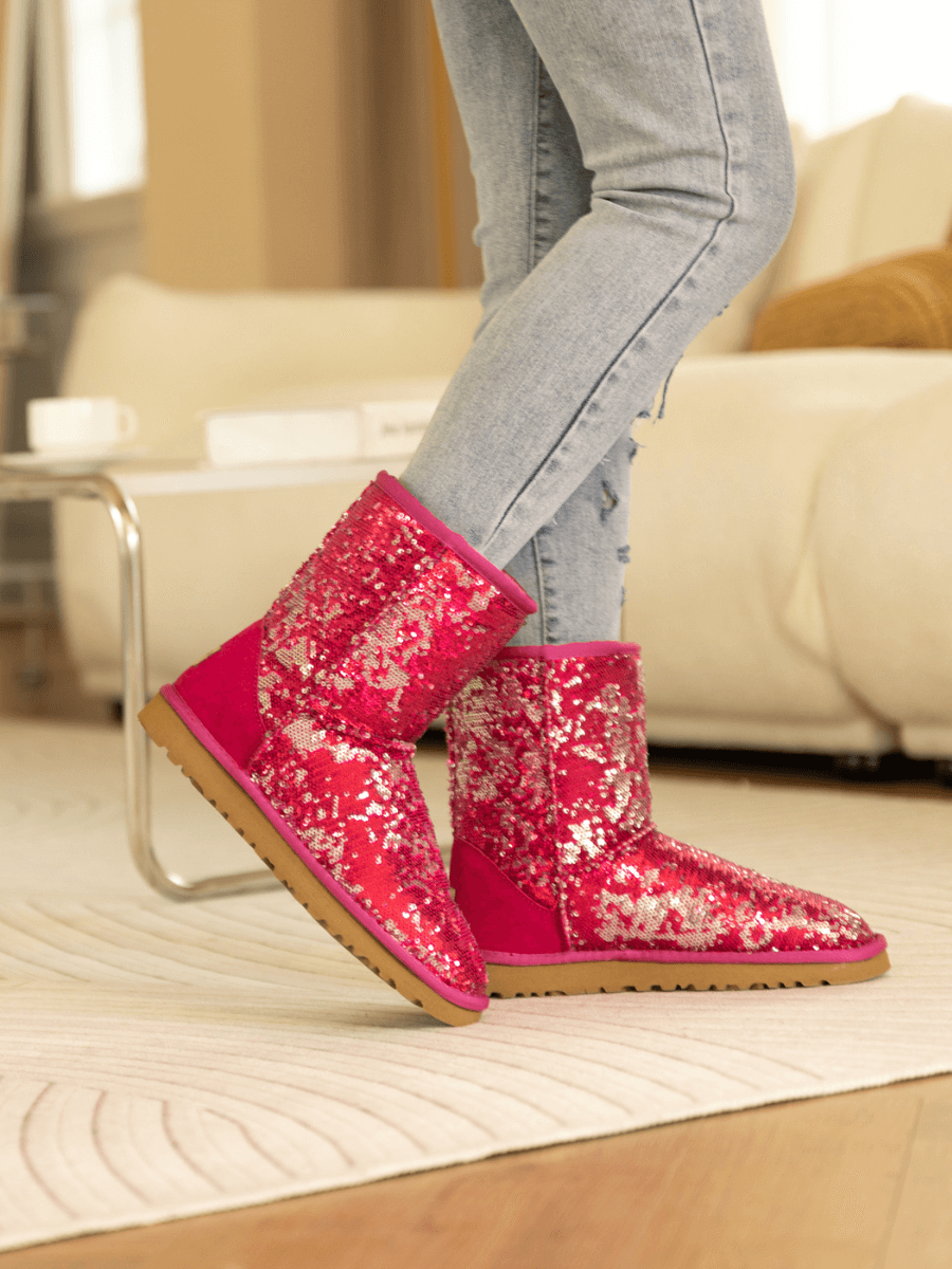 UGG Dallas Glam Sequin Shearling Boots - Rose Pink