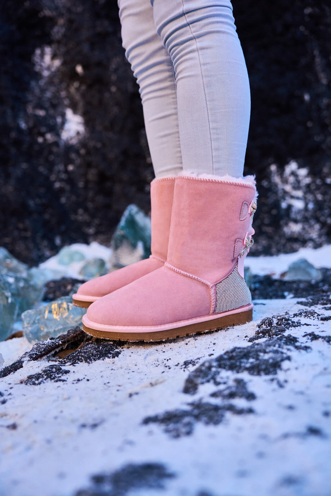 UGG Rhinestone Dual Bailey Bow Glam UGG Boots - Pink