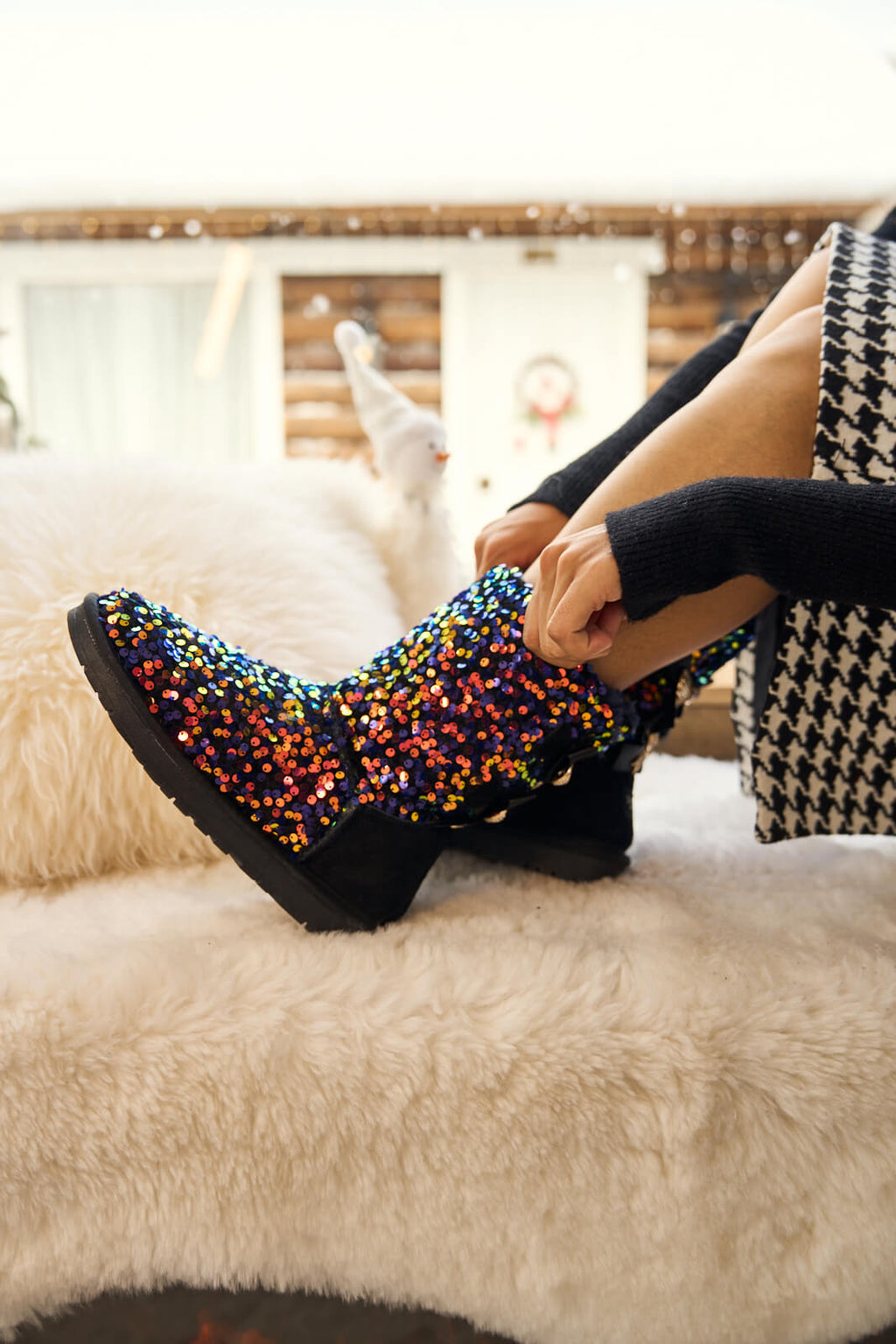UGG Haute Holidays Sequin Glam Shearling Boots - Multi