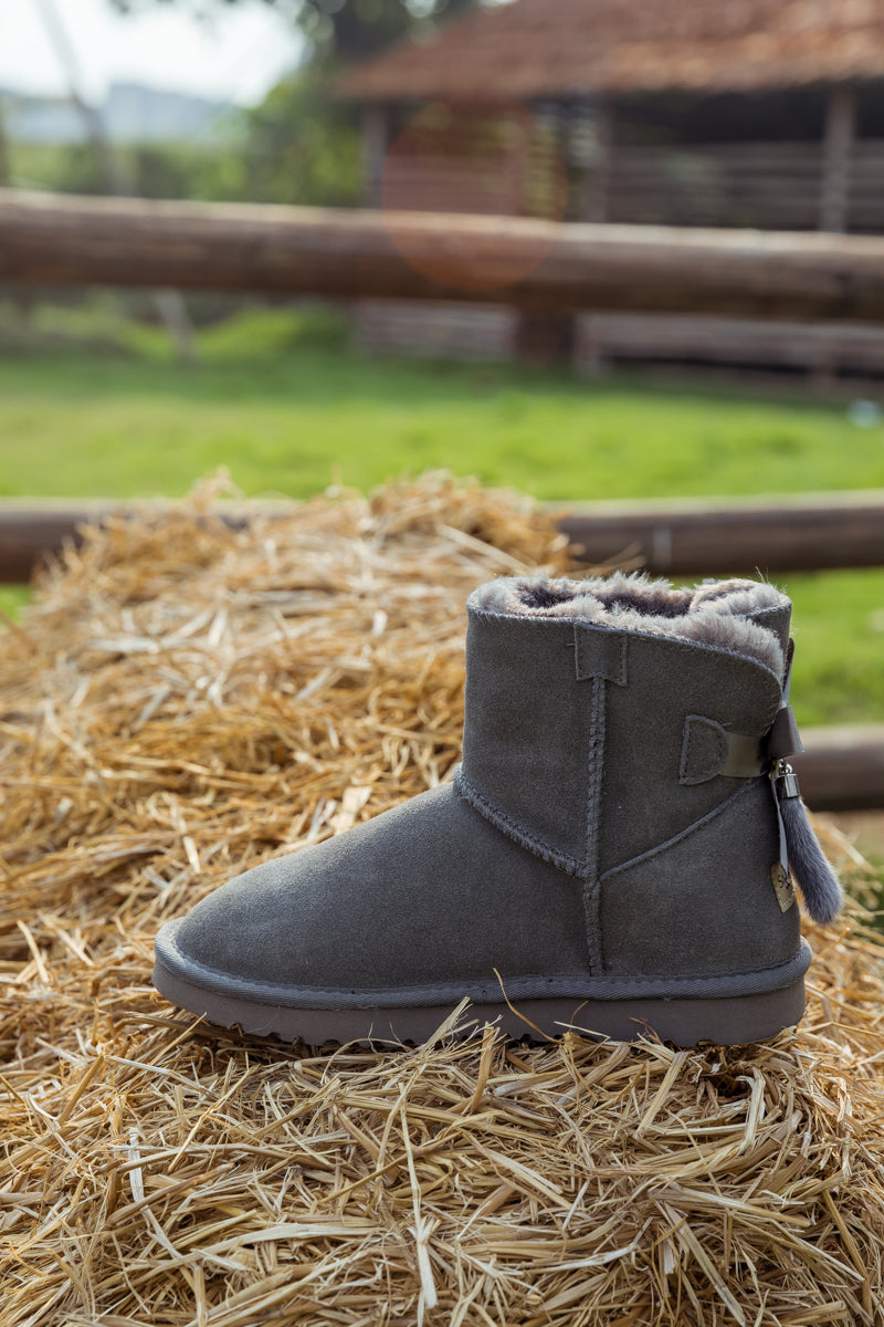 UGG Tail Bow Back Suede Boot - Grey