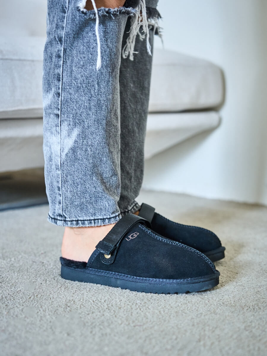 UGG Selena Wool-Lined Slingback Sandals - Black