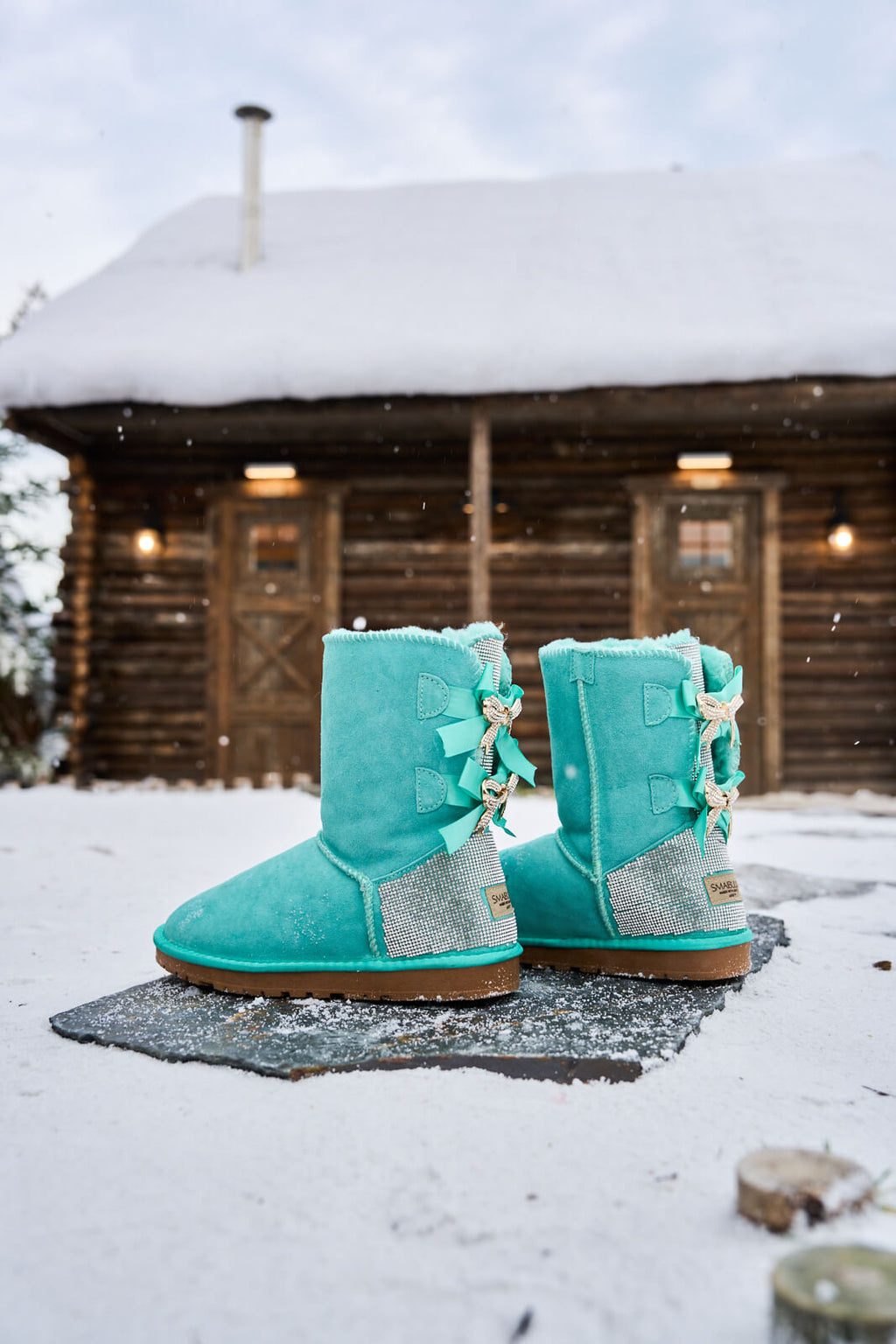 UGG Rhinestone Dual Bailey Bow Glam UGG Boots - Turquoise