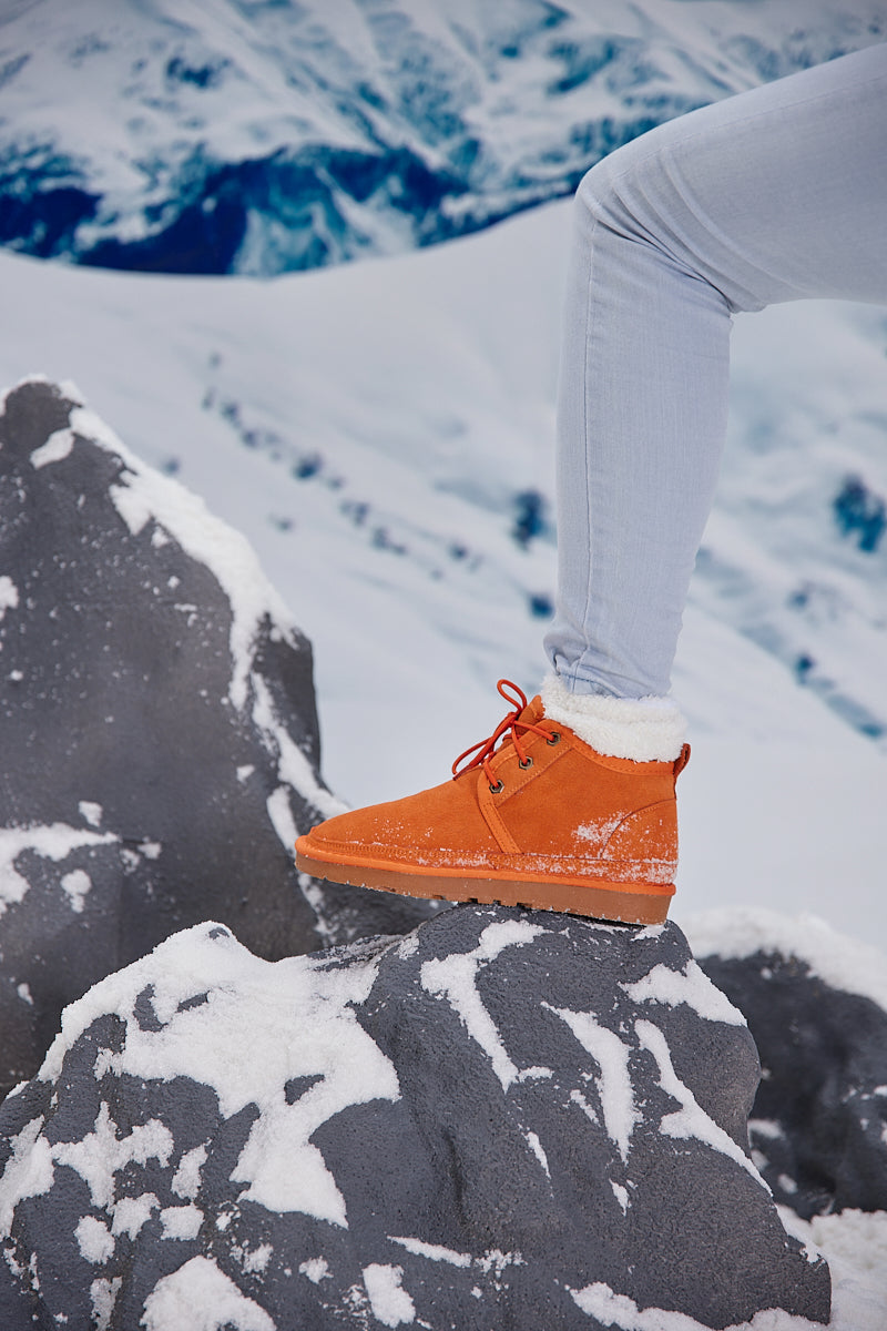 UGG Bellman Wool-Lined Lace-Up Boots - Orange
