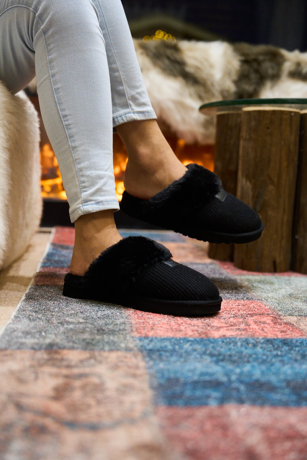 UGG Corduroy Knit Wool Blend Slipper - Black