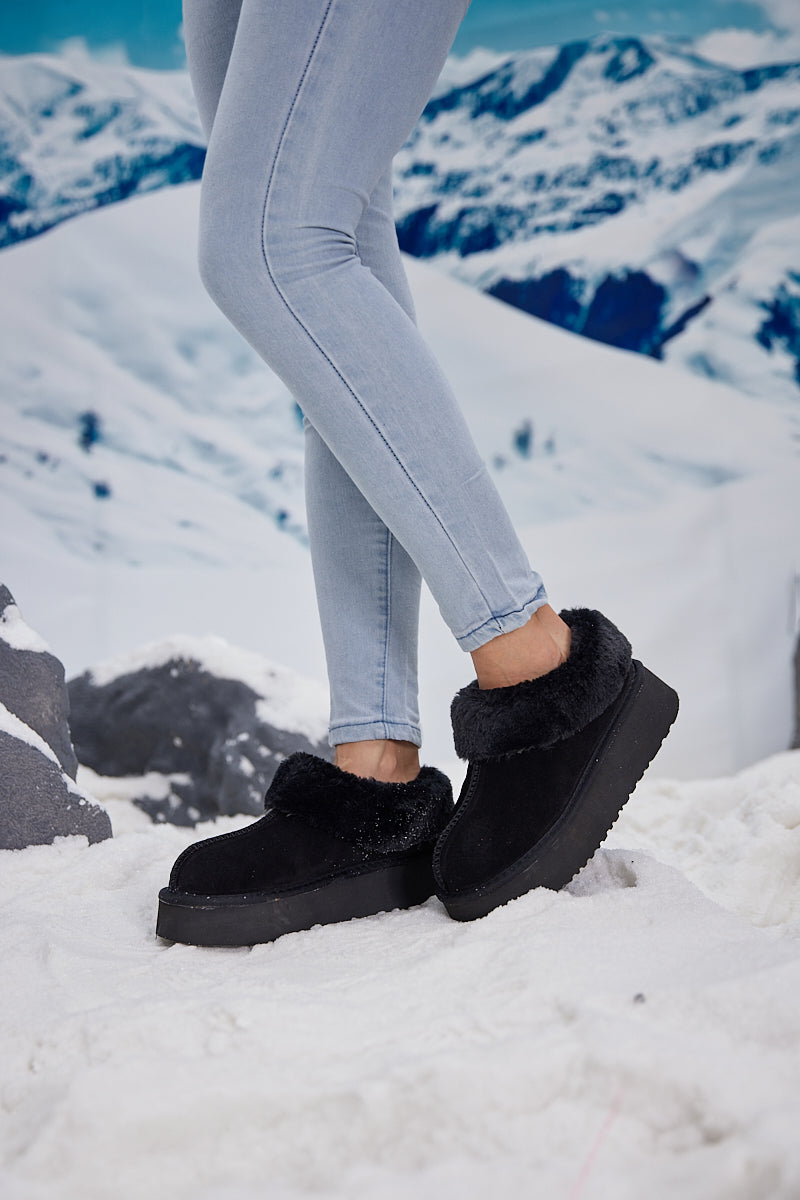 UGG Cuddle Up Wool-Lined Suede Bootie - Black