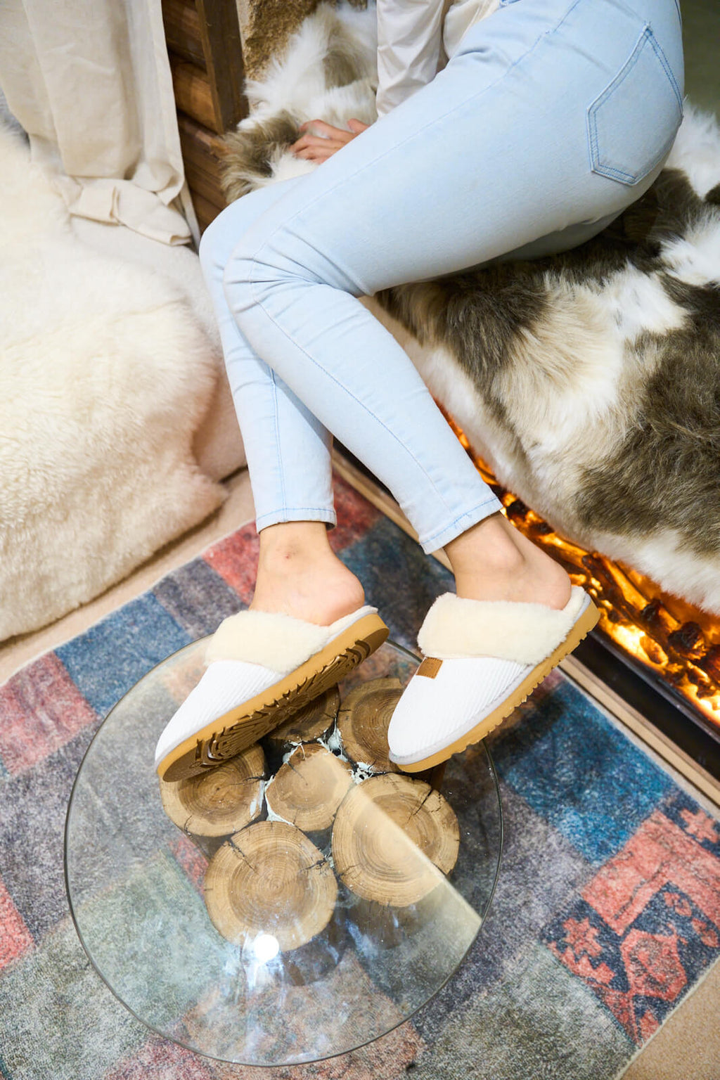 UGG Corduroy Knit Wool Blend Slipper - White