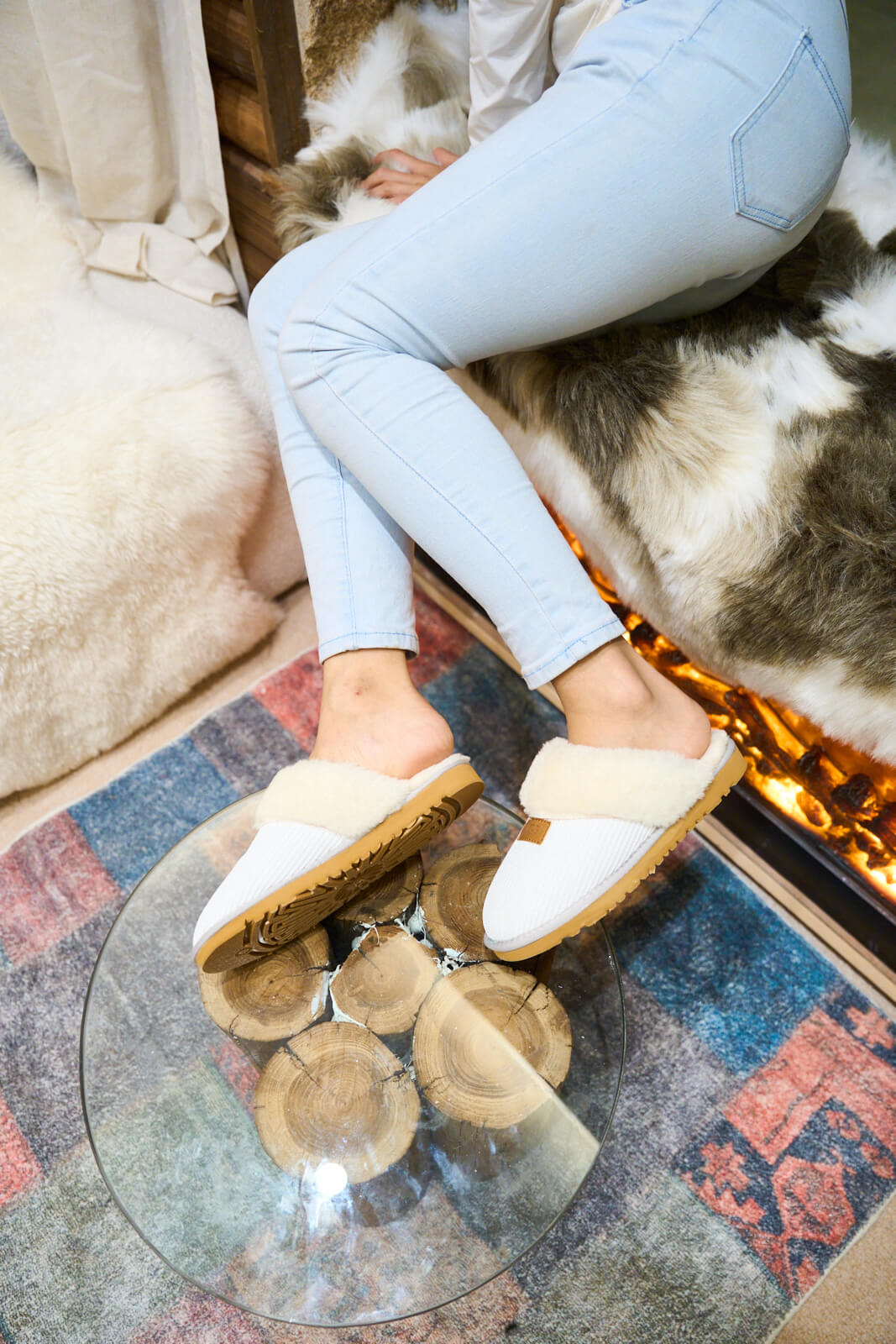 UGG Corduroy Knit Wool Blend Slipper - White