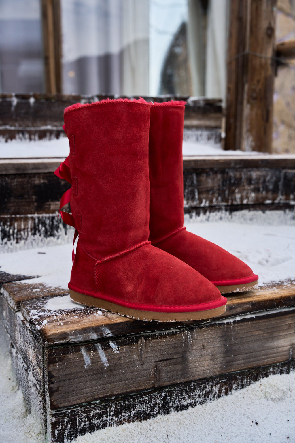 UGG Tri Ribbon Bow Suede Boots - Red