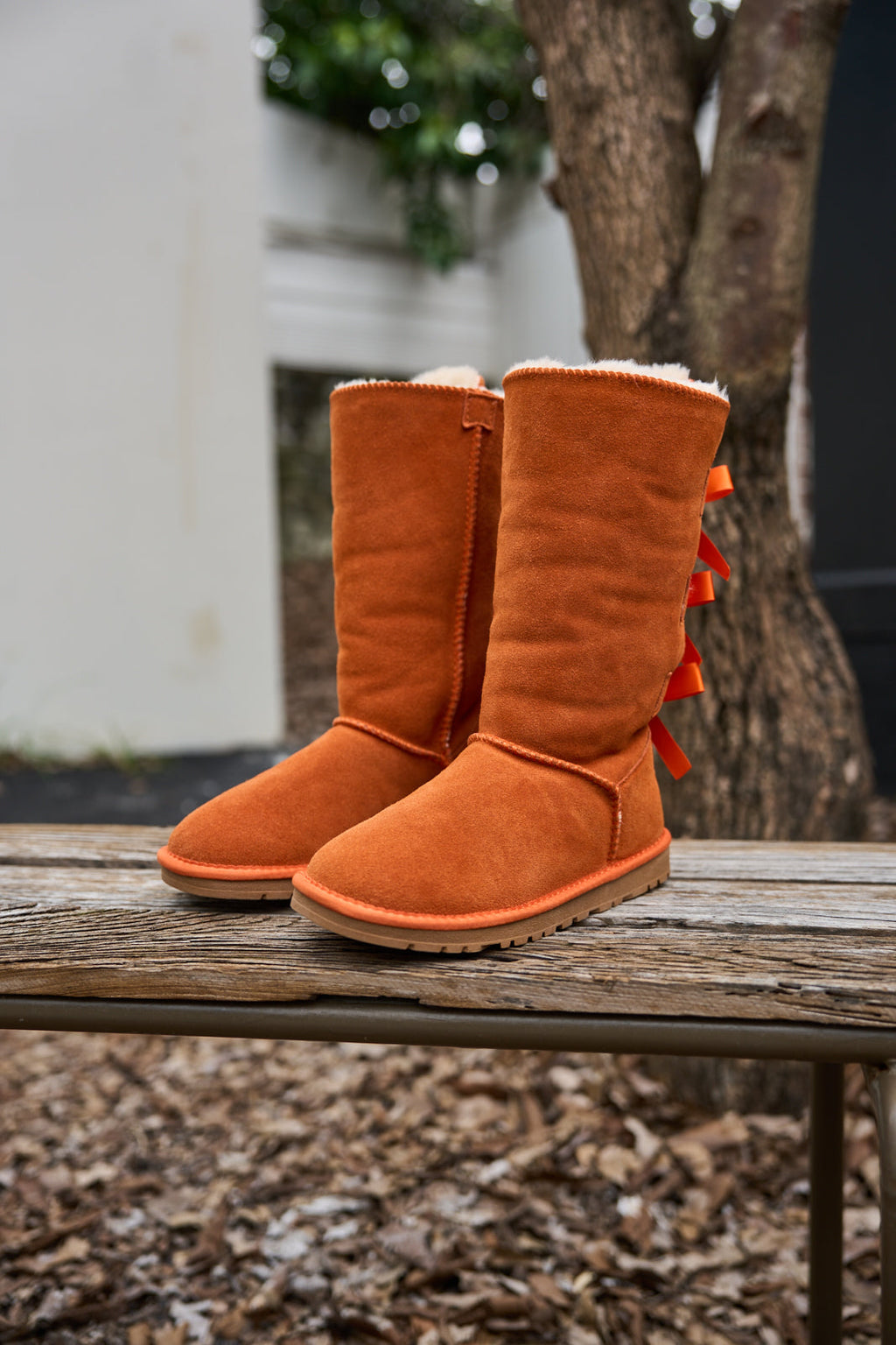 UGG Tri Ribbon Bow Suede Boots - Orange