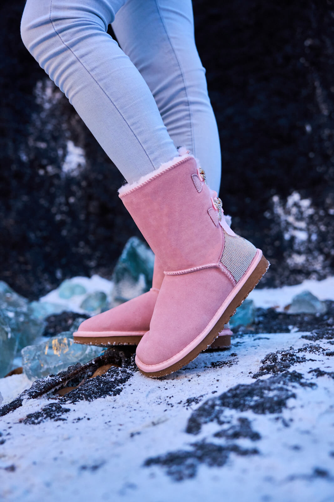 UGG Rhinestone Dual Bailey Bow Glam UGG Boots - Pink