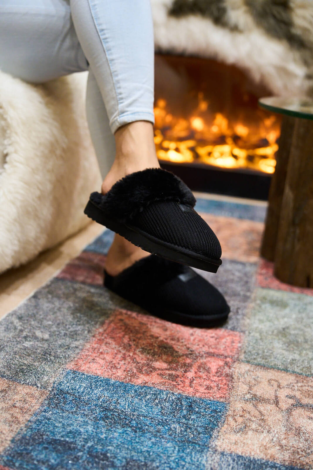 UGG Corduroy Knit Wool Blend Slipper - Black
