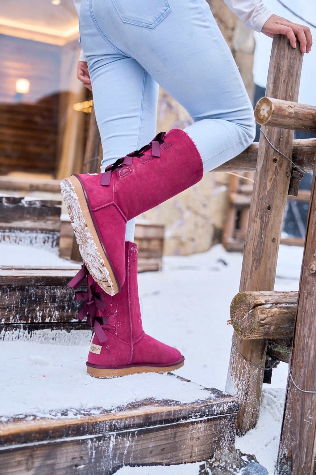 UGG Tri Ribbon Bow Suede Boots - Claret