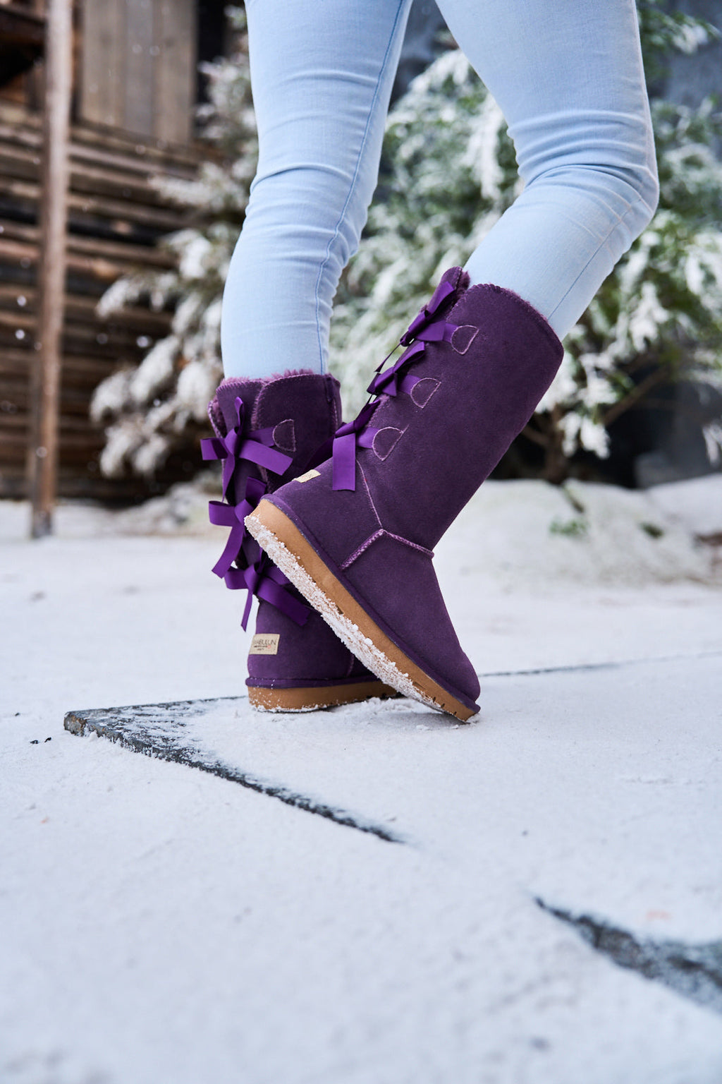 UGG Tri Ribbon Bow Suede Boots - Purple