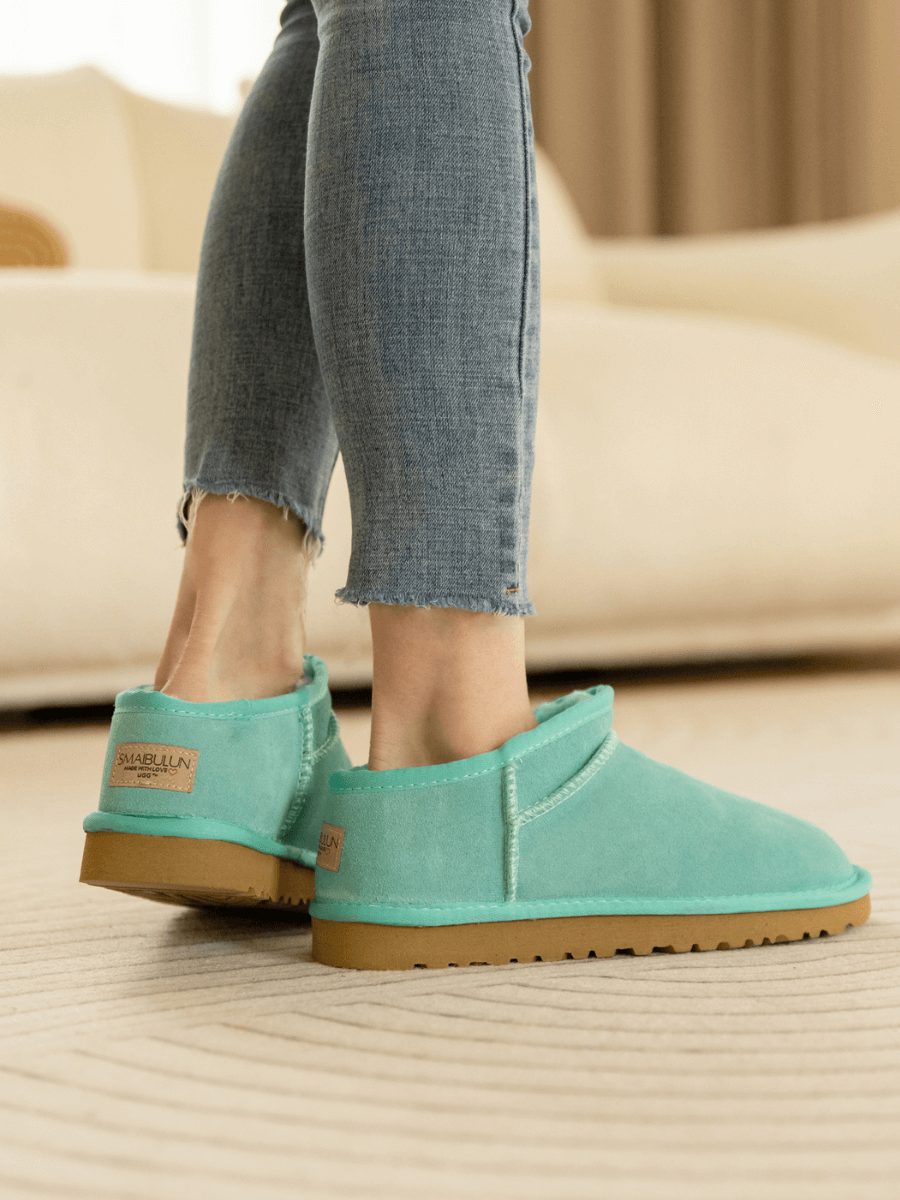 UGG Faux-Fur-Lined Suede Tasman Ankle Boot - Turquoise
