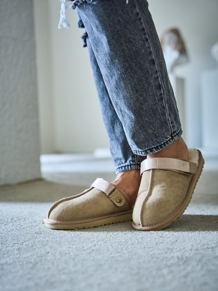 UGG Selena Wool-Lined Slingback Sandals - Sand