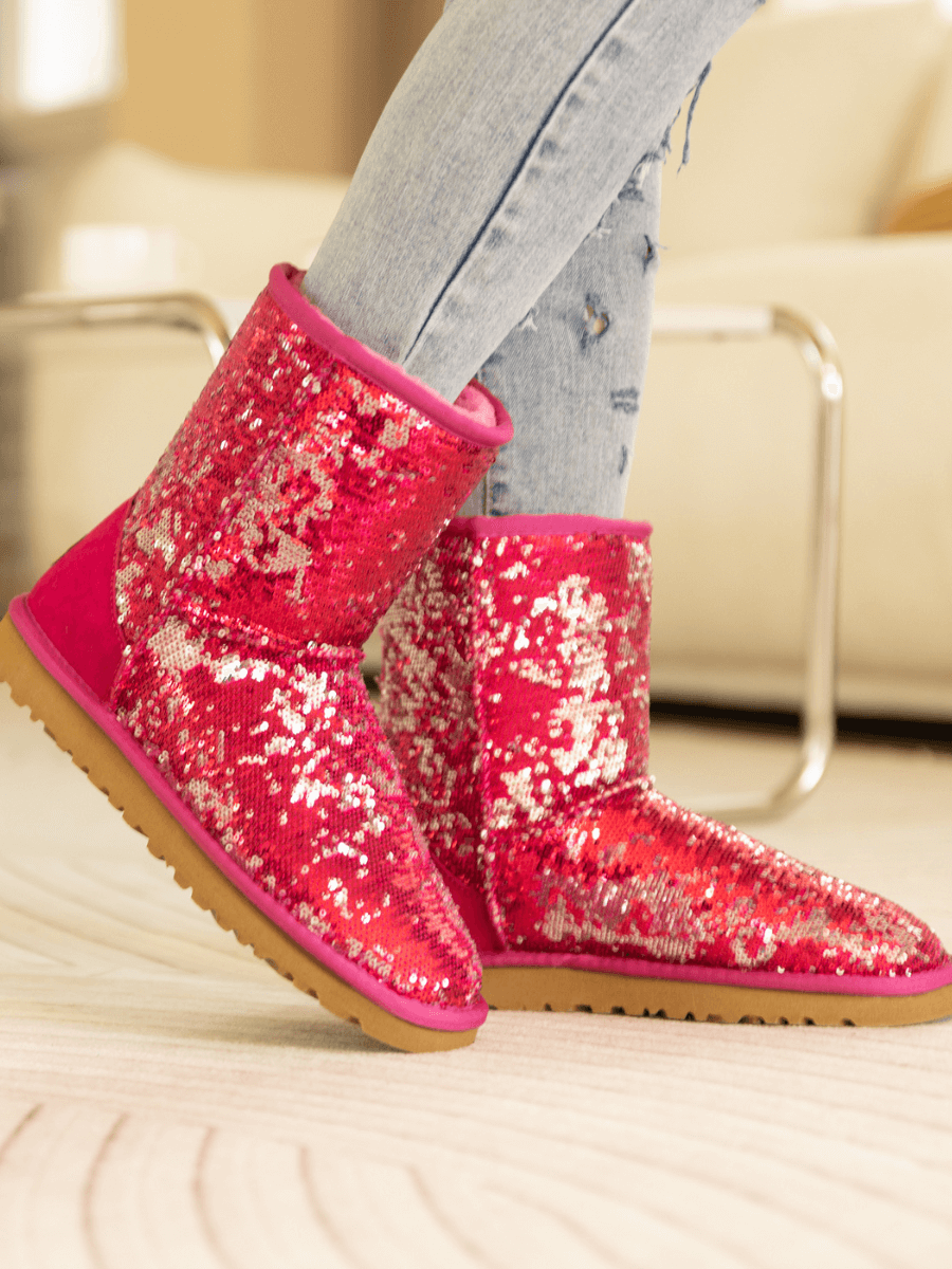 UGG Dallas Glam Sequin Shearling Boots - Rose Pink