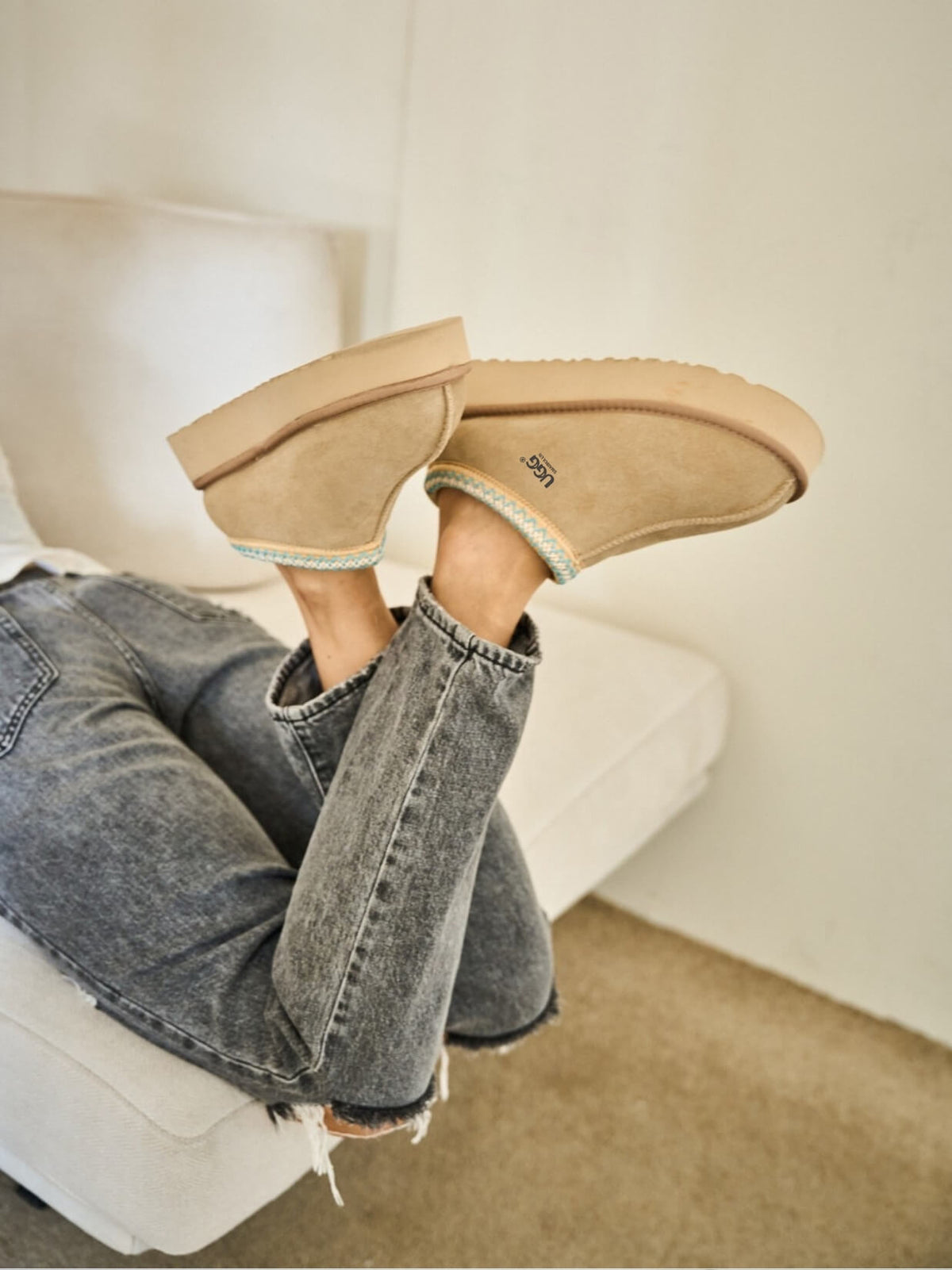 UGG Tazzy Mini Platform Low Ankle Slippers - Neutral