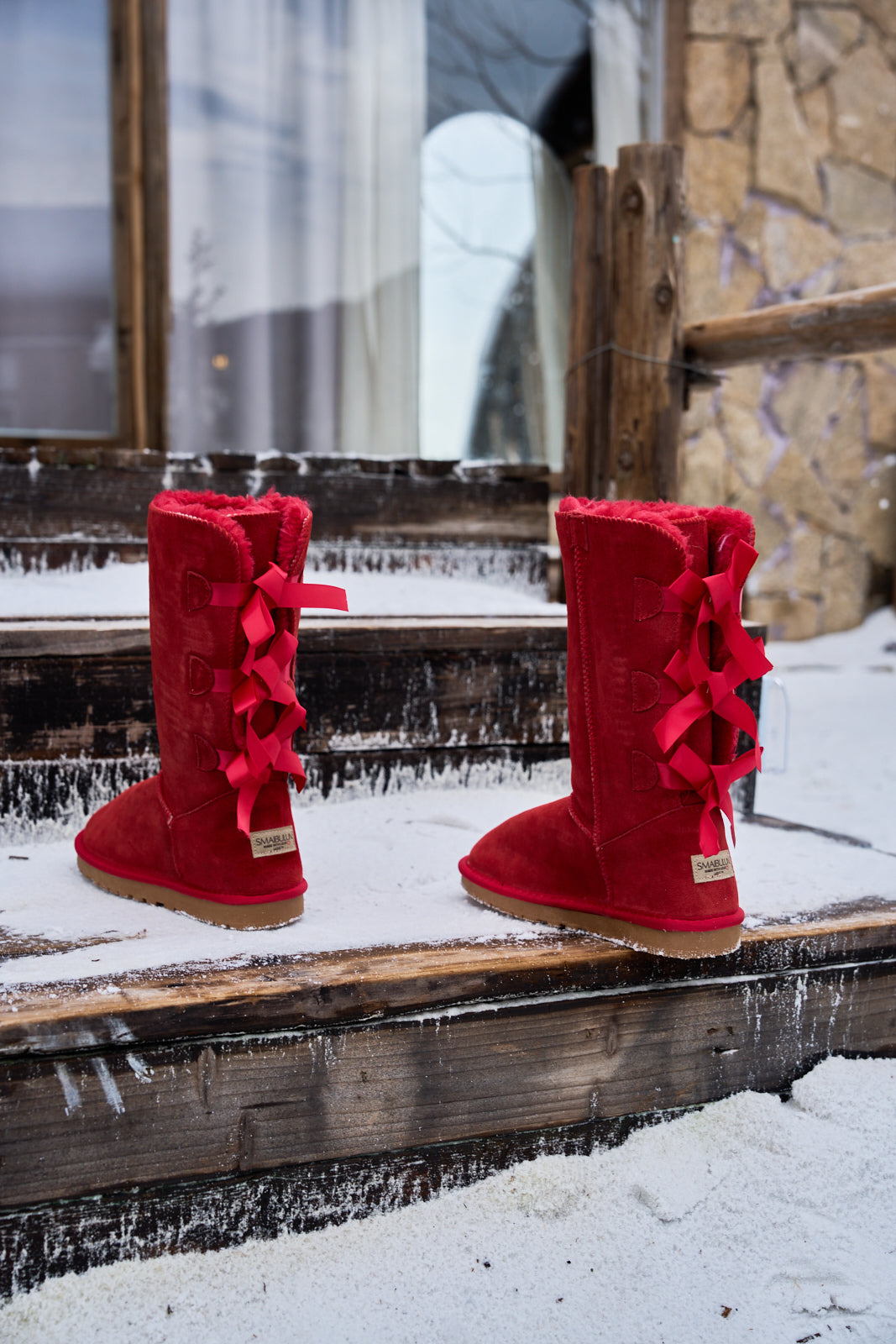 UGG Tri Ribbon Bow Suede Boots - Red