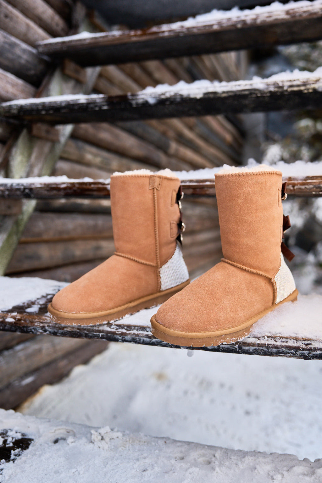 UGG Rhinestone Dual Bailey Bow Glam UGG Boots - Chestnut