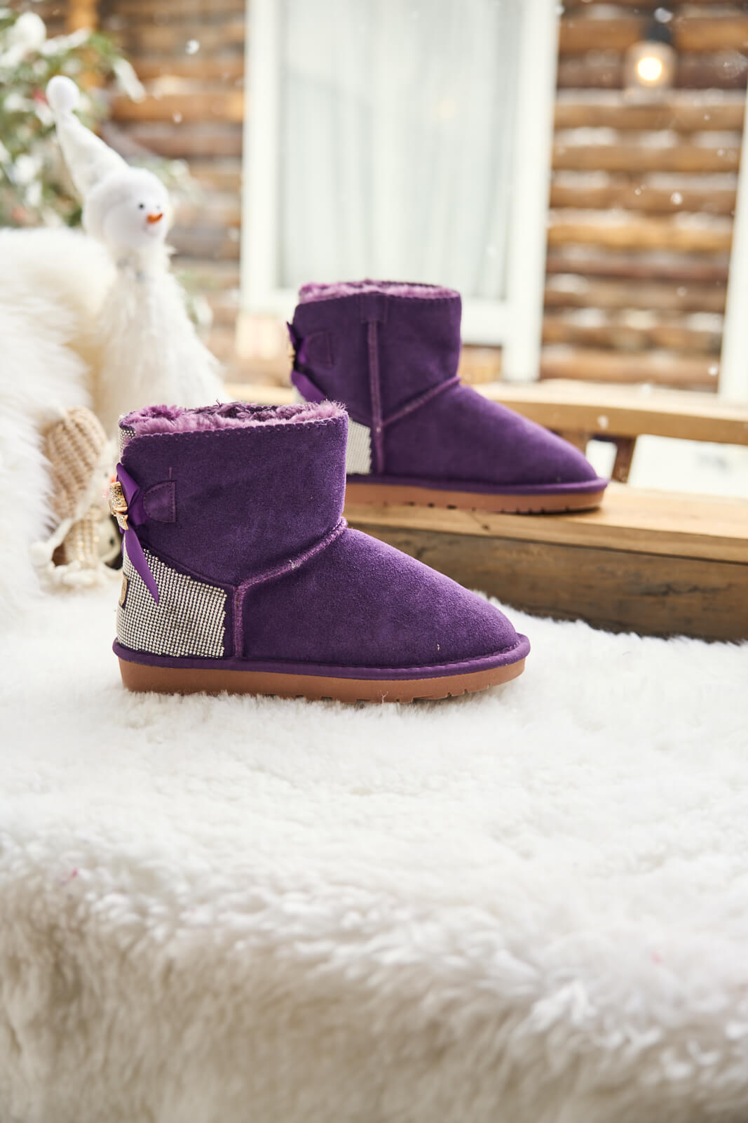 UGG Rhinestone Bailey Bow Sequin UGG Boots - Purple