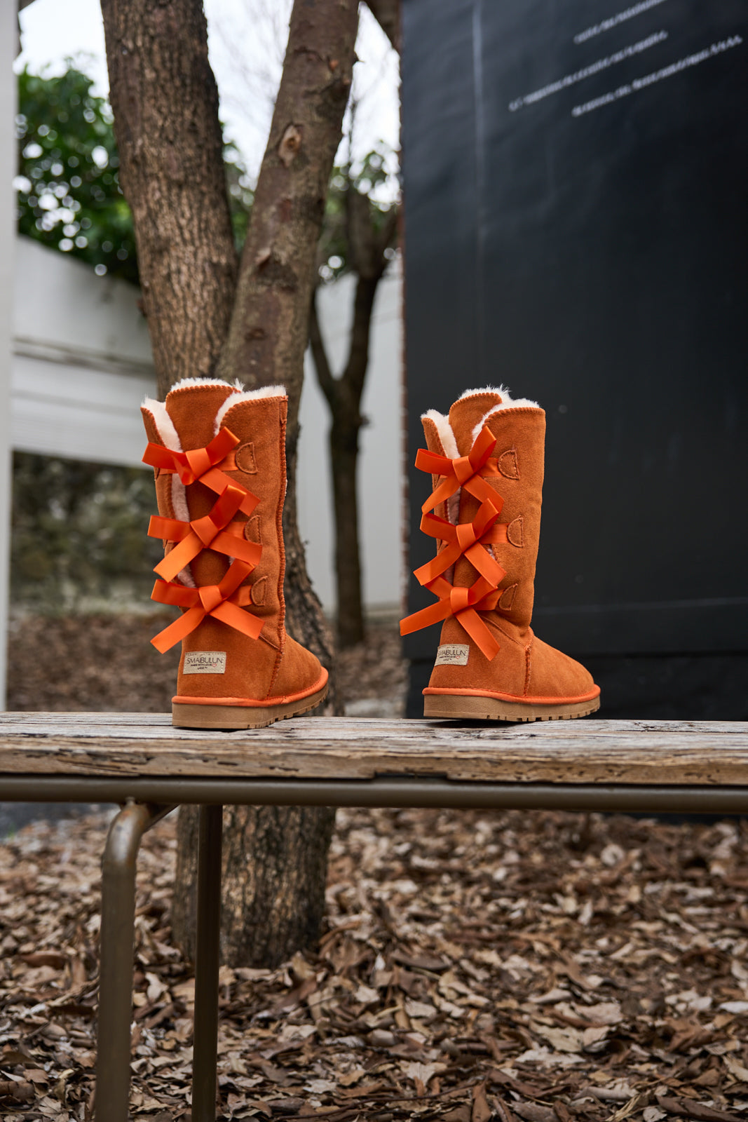UGG Tri Ribbon Bow Suede Boots - Orange