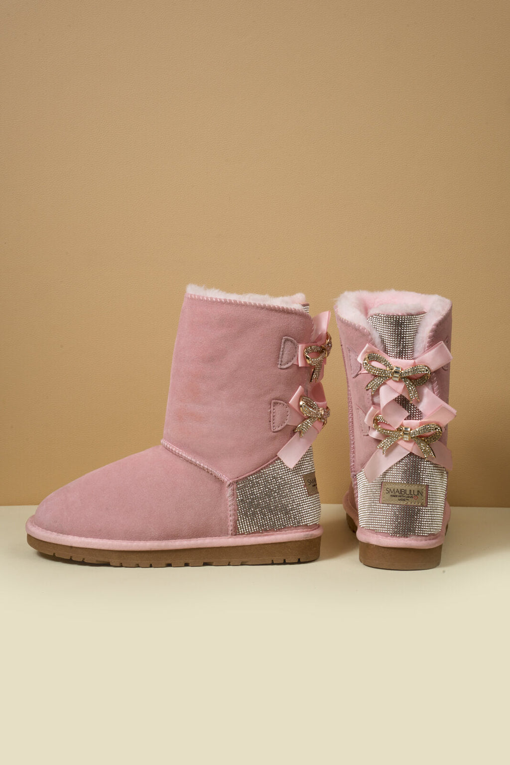 UGG Rhinestone Dual Bailey Bow Glam UGG Boots - Pink