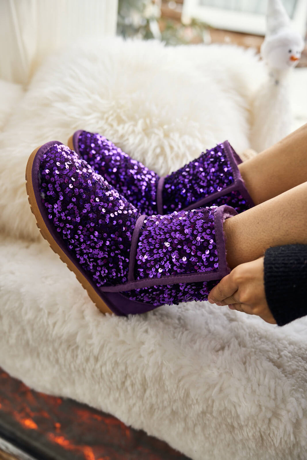 UGG Dallas Glam Sequin Shearling Boots - Violet