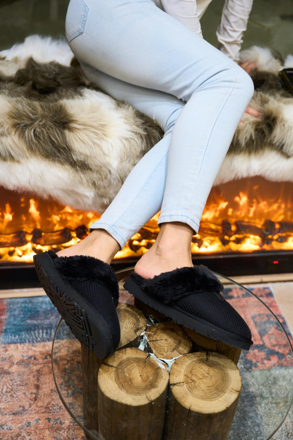 UGG Corduroy Knit Wool Blend Slipper - Black