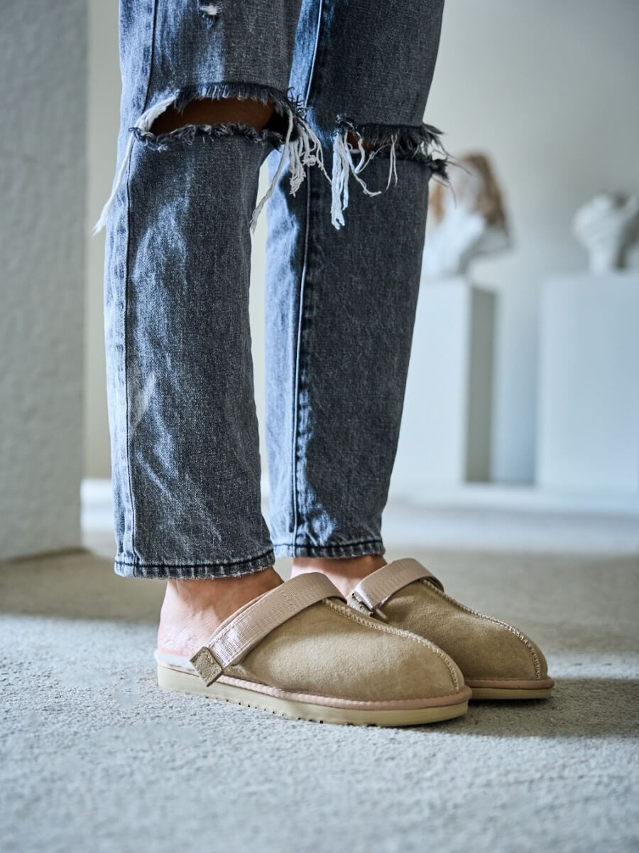 UGG Selena Wool-Lined Slingback Sandals - Sand