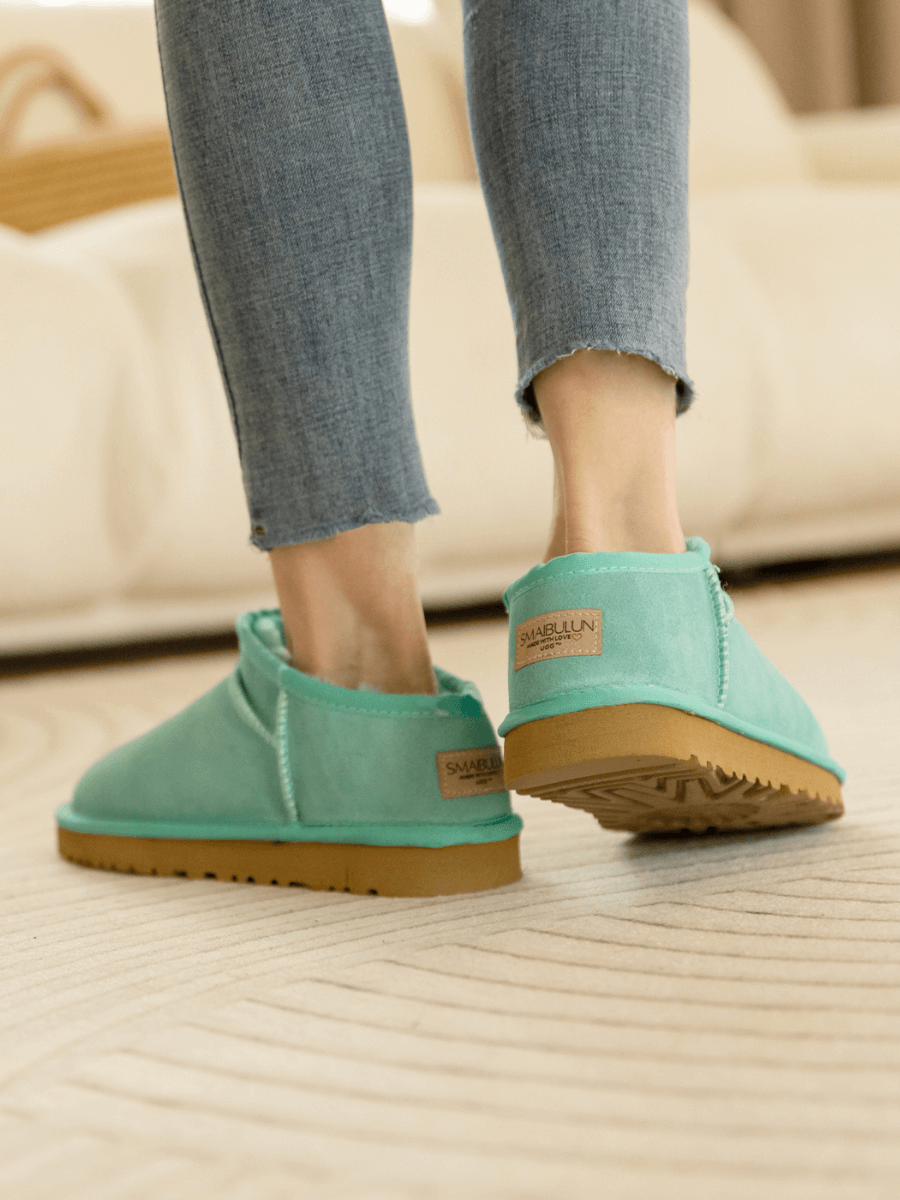 UGG Faux-Fur-Lined Suede Tasman Ankle Boot - Turquoise
