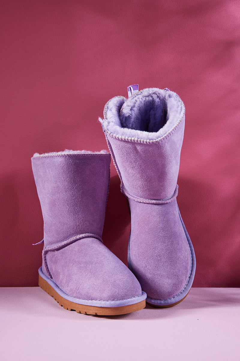UGG Serenity Striped Bailey Bow Shearling Boots - Lavender