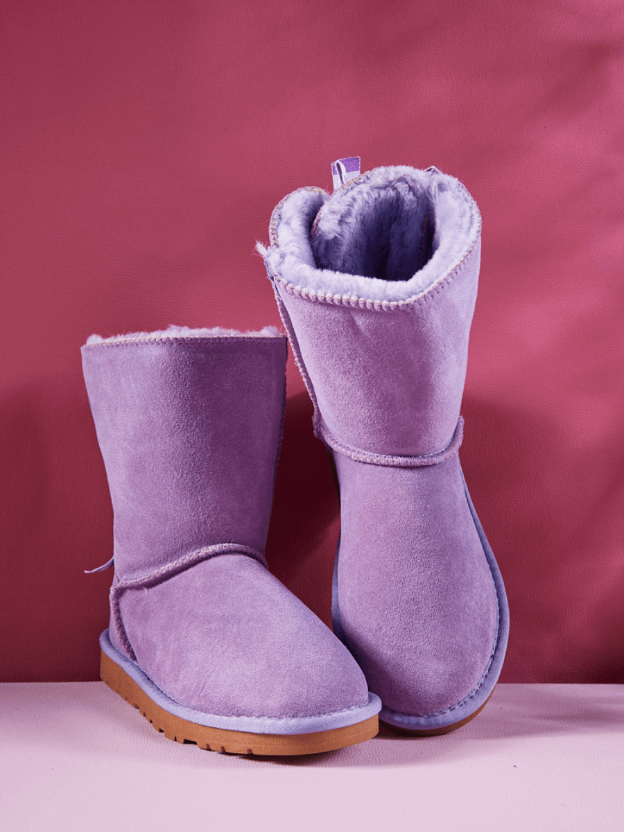 UGG Serenity Striped Bailey Bow Shearling Boots - Purple