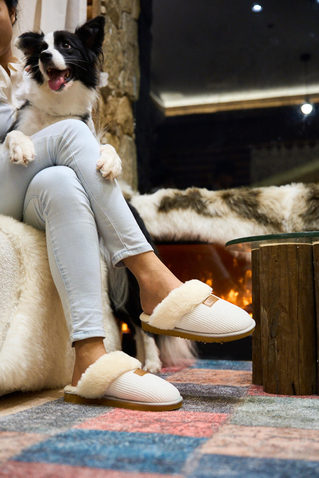 UGG Corduroy Knit Wool Blend Slipper - White
