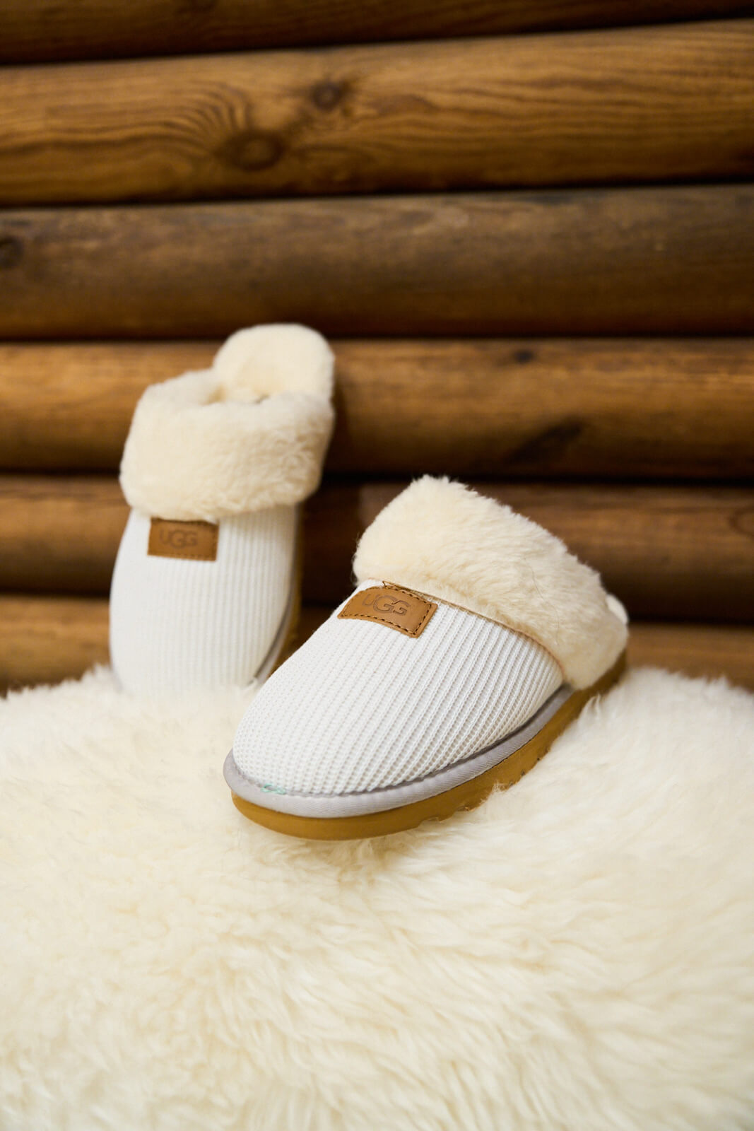 UGG Corduroy Knit Wool Blend Slipper - White