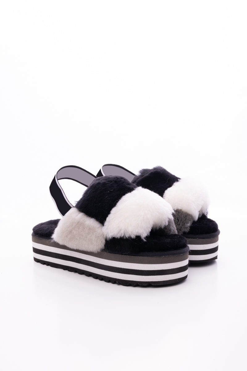 UGG Harmony Contrast Woolen Platform Slipper - Black
