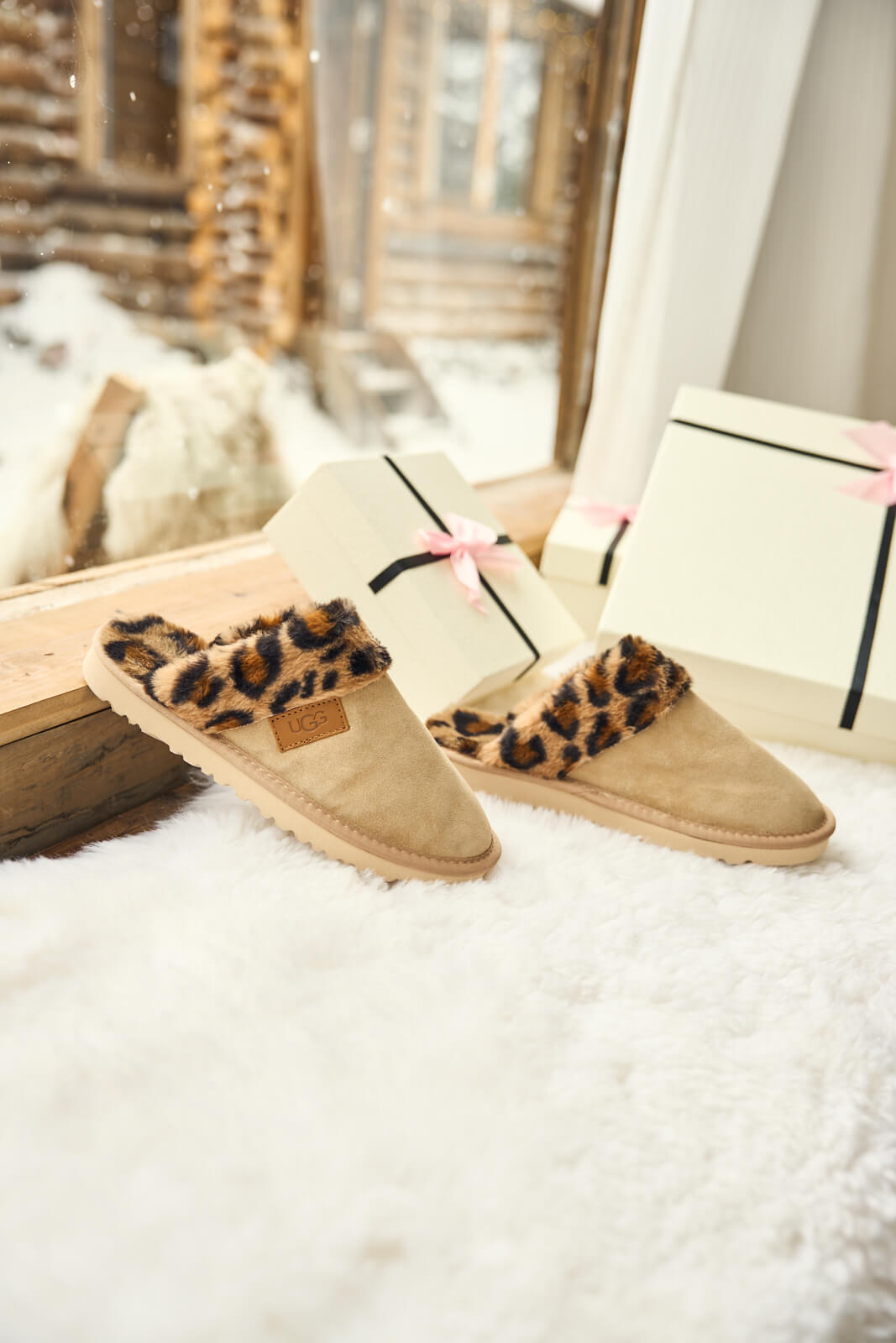 UGG Wild Whisper Animal Wool-Lined Slipper - Sand