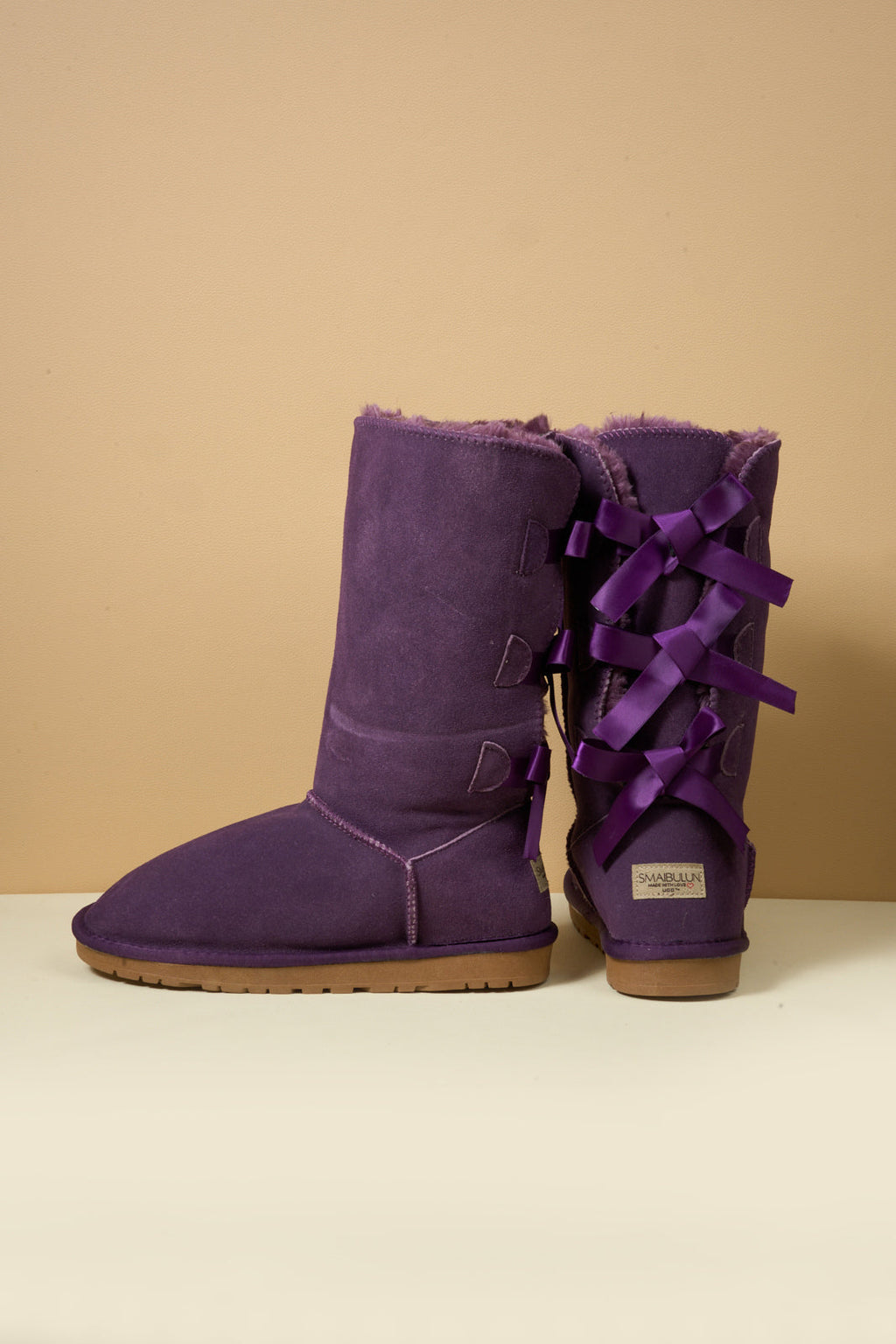 UGG Tri Ribbon Bow Suede Boots - Purple