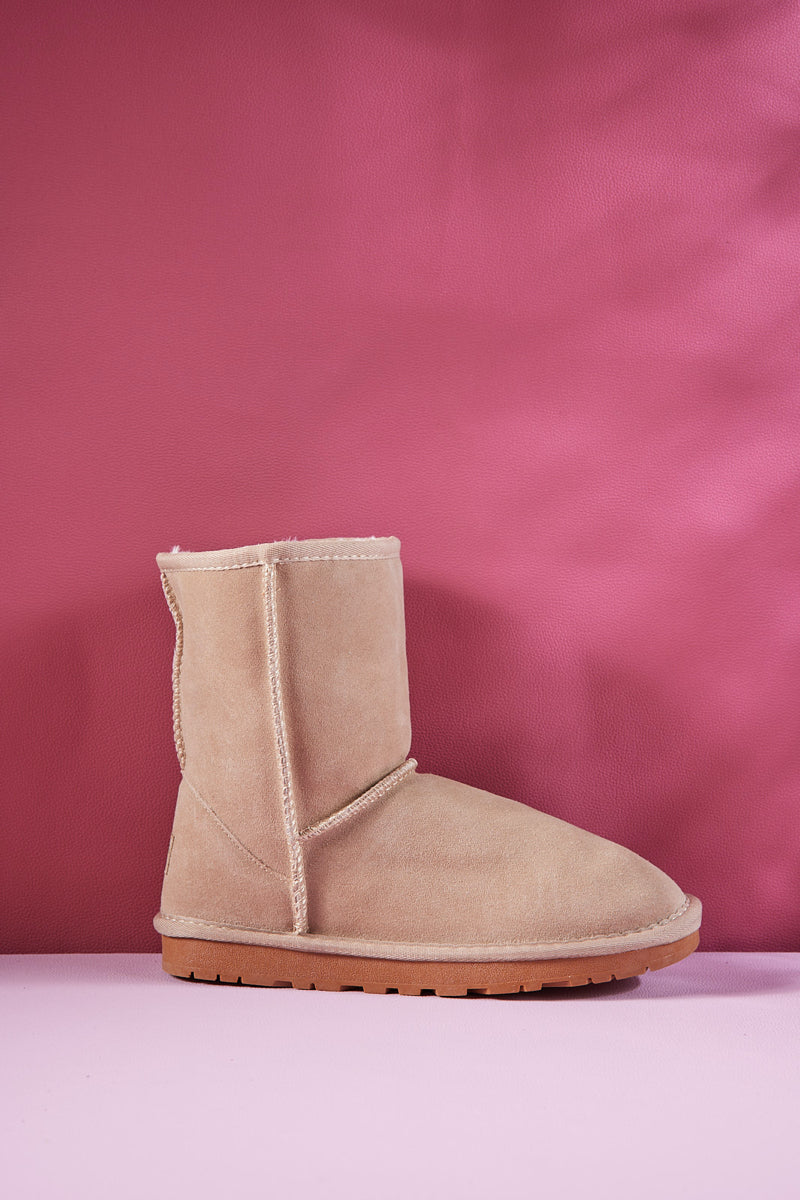 UGG Lovett Wool Blend Suede Shearling Boots - Sand