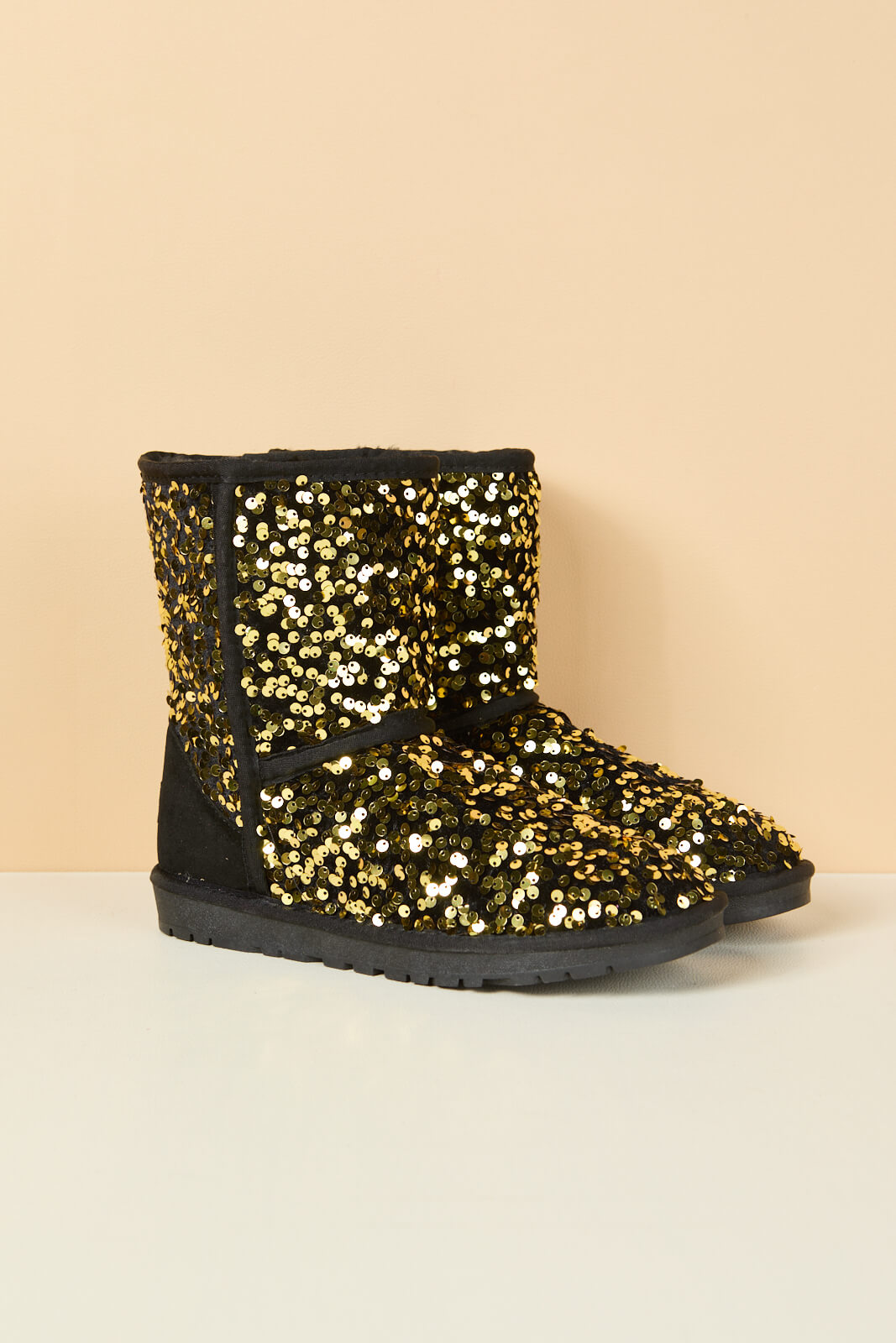 UGG Dallas Glam Sequin Shearling Boots - Gold